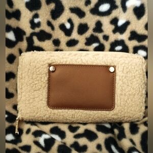 NWT Faux Sherpa Zip Around Wallet